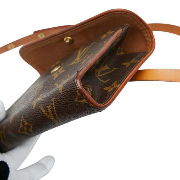 LOUIS VUITTON Authentic Brown Monogram Leather Pochette Hobo Bag - Picture 4 of 9